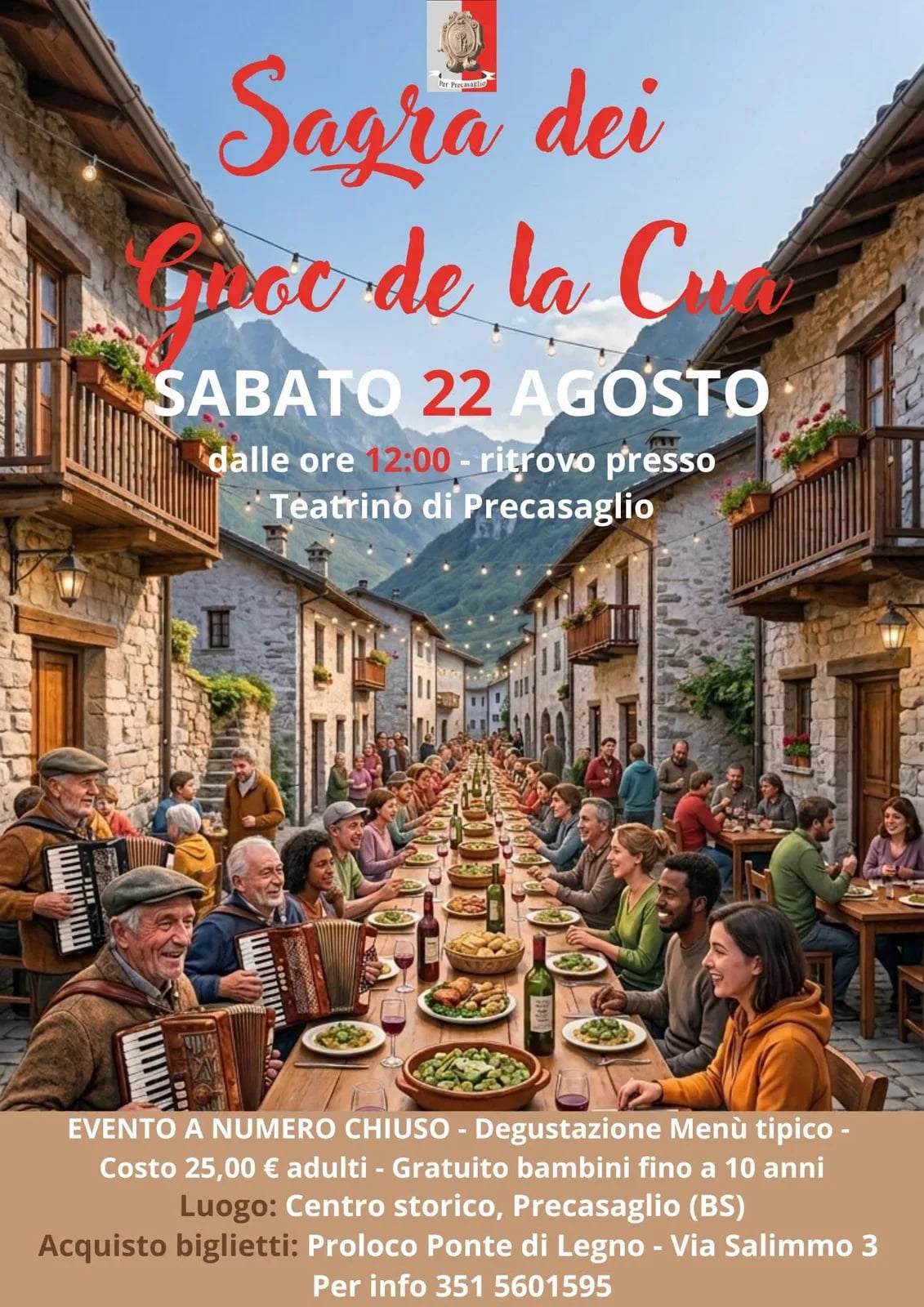 Locandina Sagra dei Gnoc de la Cua 2026 a Ponte di Legno (Brescia)
