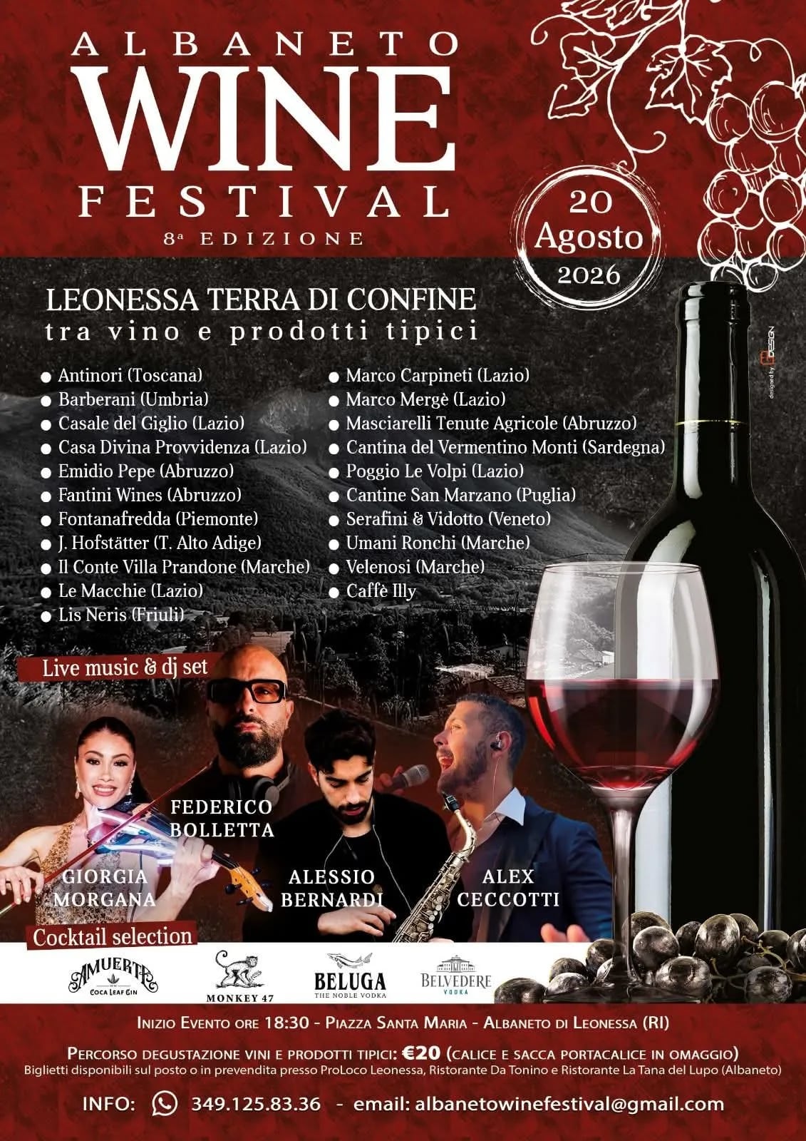 Locandina 8ª Albaneto Wine Festival 2026 a Leonessa (Rieti)
