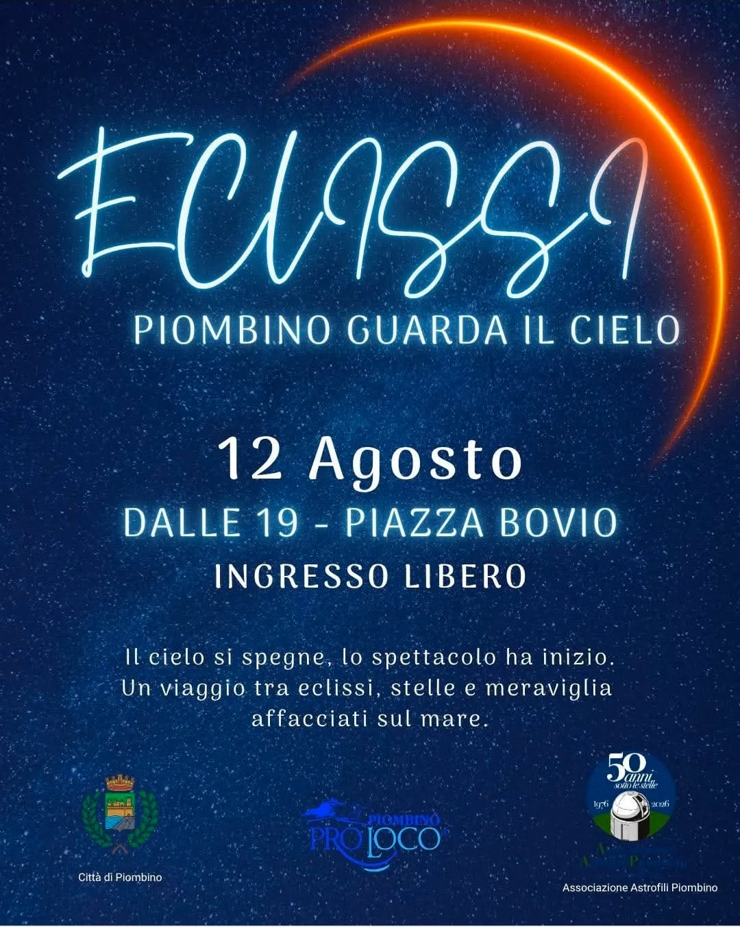 Locandina Eclissi Piombino Guarda il Cielo 2026 a Piombino (Livorno)