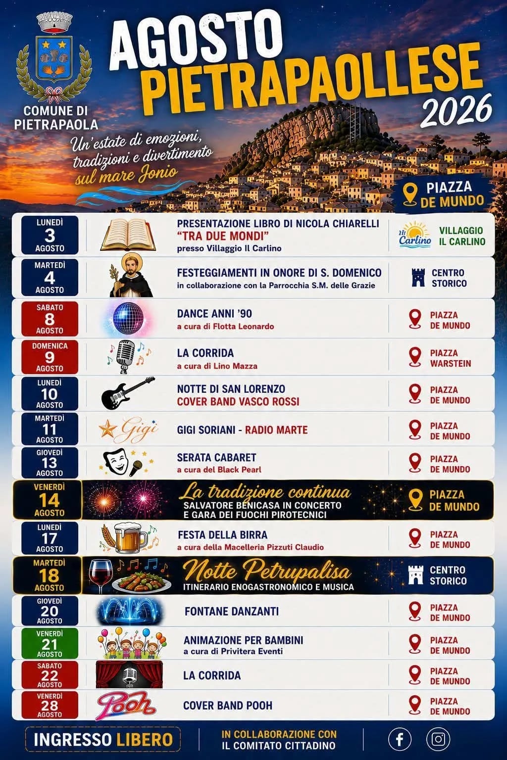 Locandina La tradizione continua: Benincasa in concerto 2026 a Pietrapaola (Cosenza)