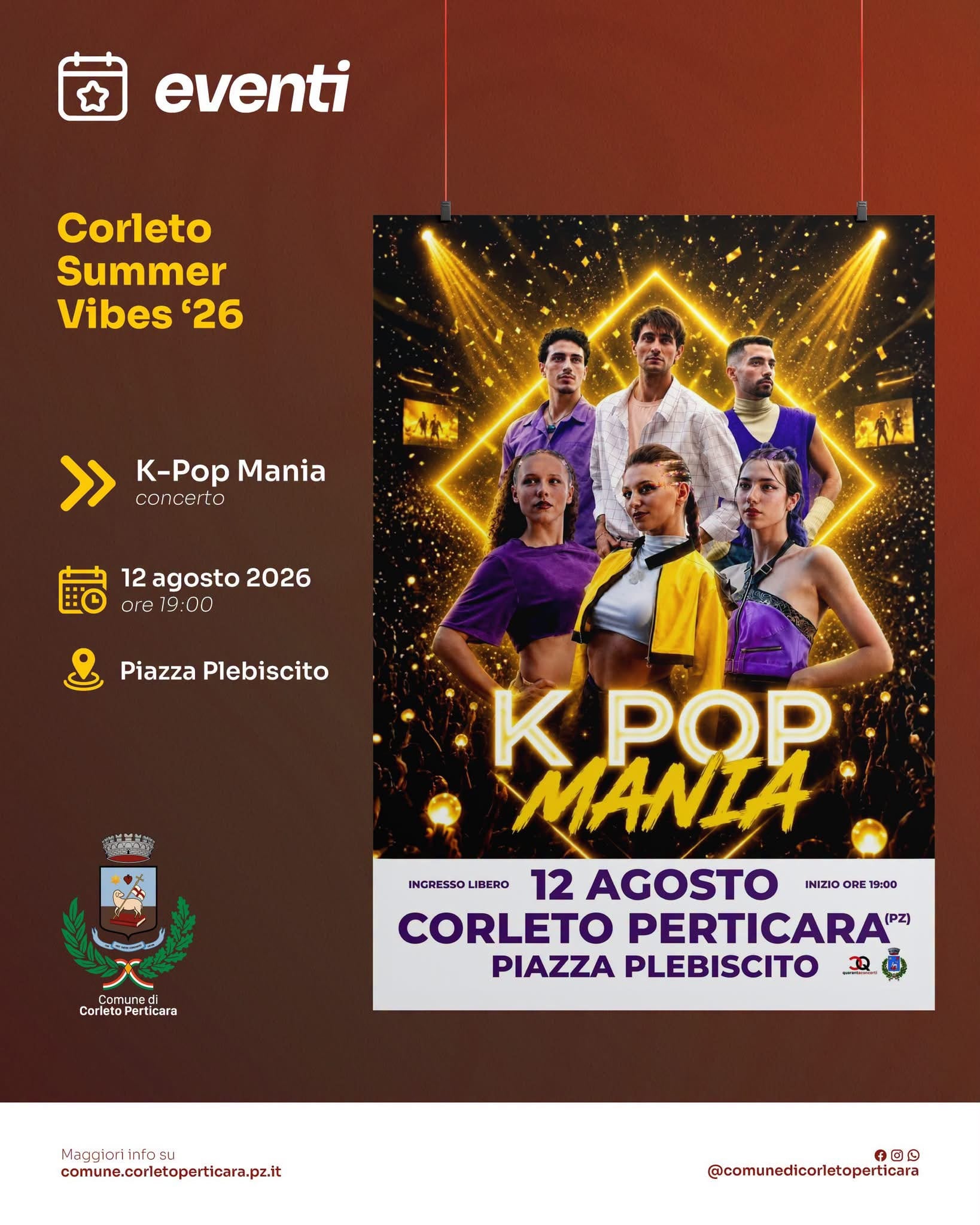 Locandina Pop Mania 2026 a Corleto Perticara (Potenza)