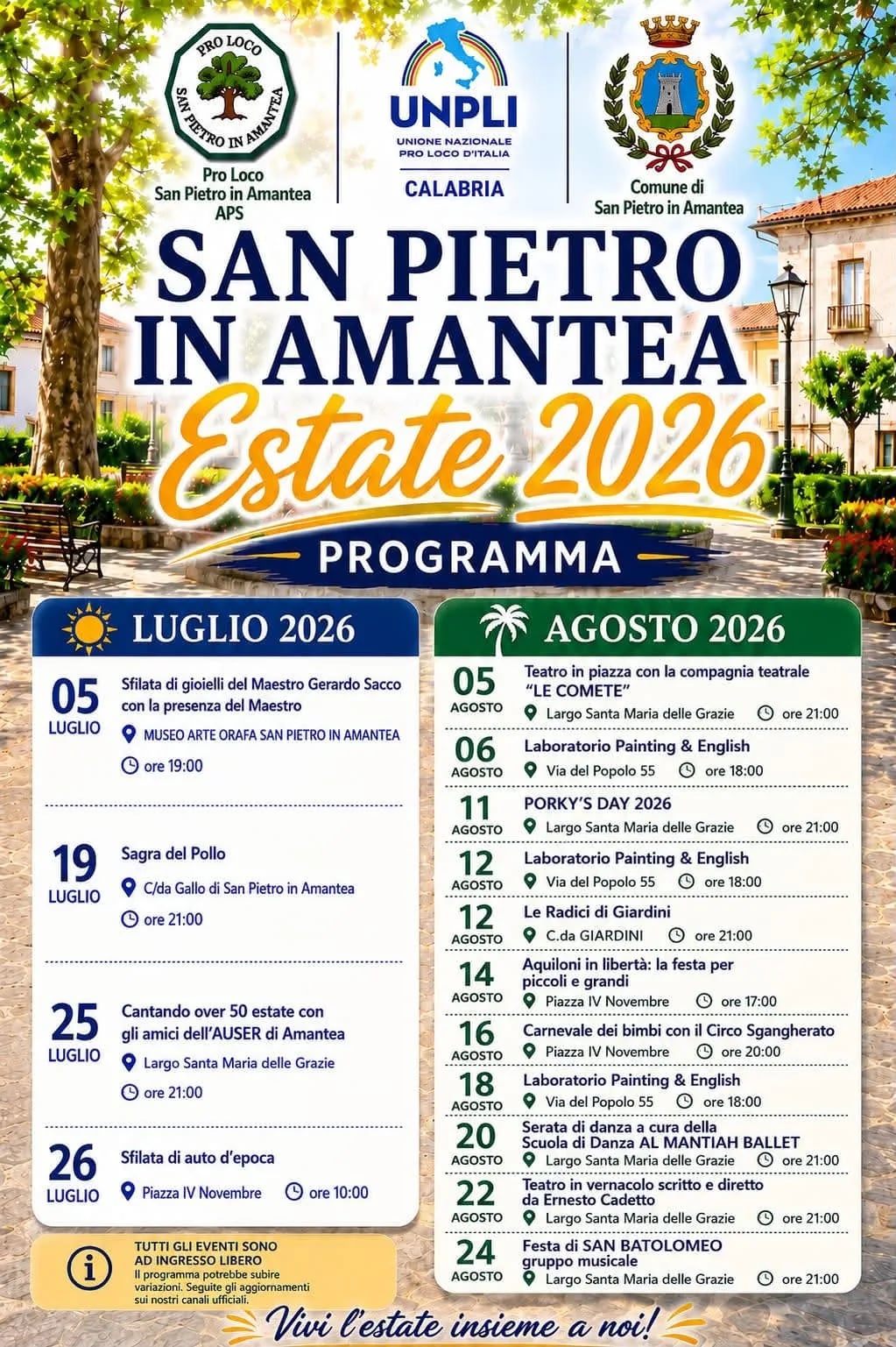 Locandina Teatro in vernacolo di Ernesto Cadetto 2026 a San Pietro in Amantea (Cosenza)