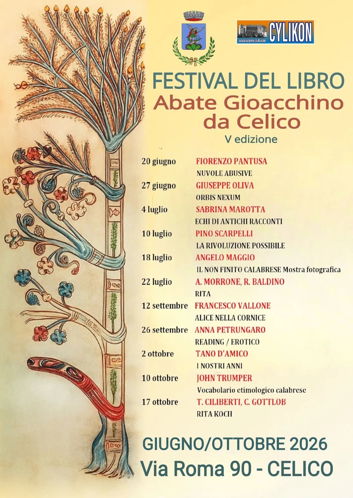 Locandina calendario eventi giugno-ottobre 2026 a Celico (Cosenza)