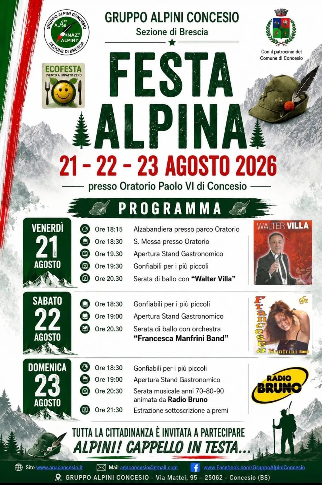 Locandina Festa Alpina 2026 — Gonfiabili per bambini a Concesio (Brescia)