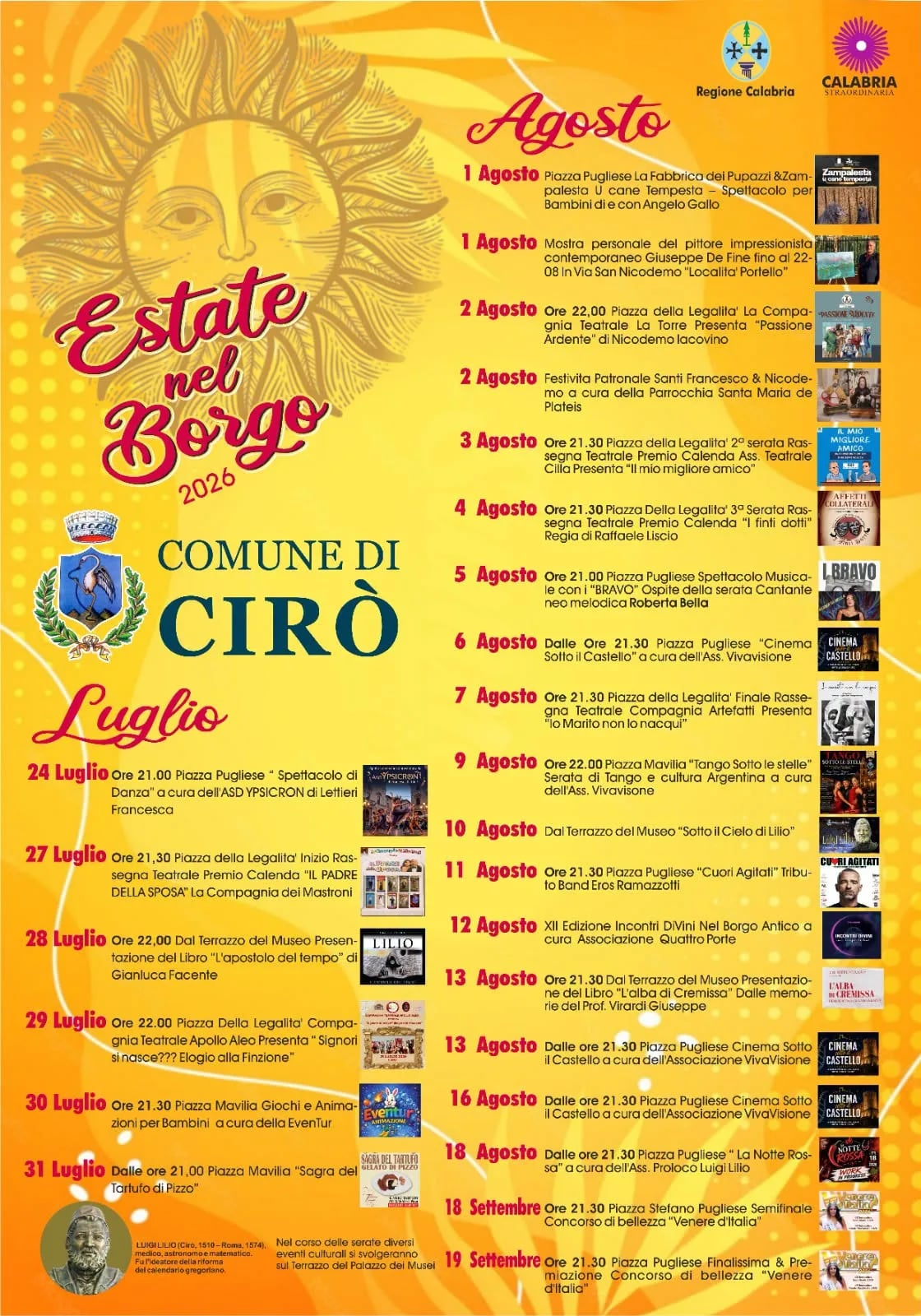 Locandina Cinema Sotto il Castello 2026 a Cirò (Crotone)