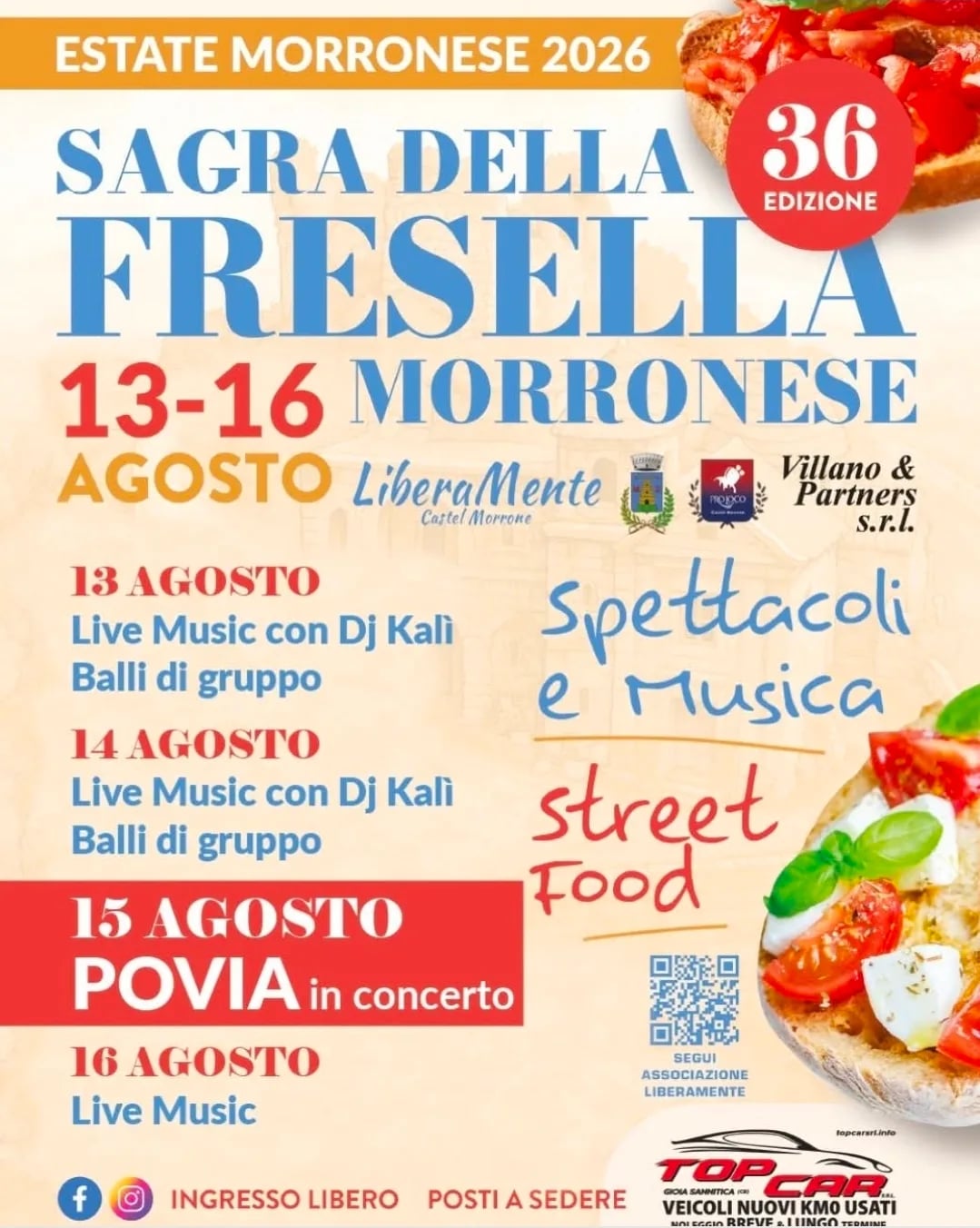 Locandina Live Music con Dj Kali — Sagra della Fresella 2026 a Castel Morrone (Caserta)