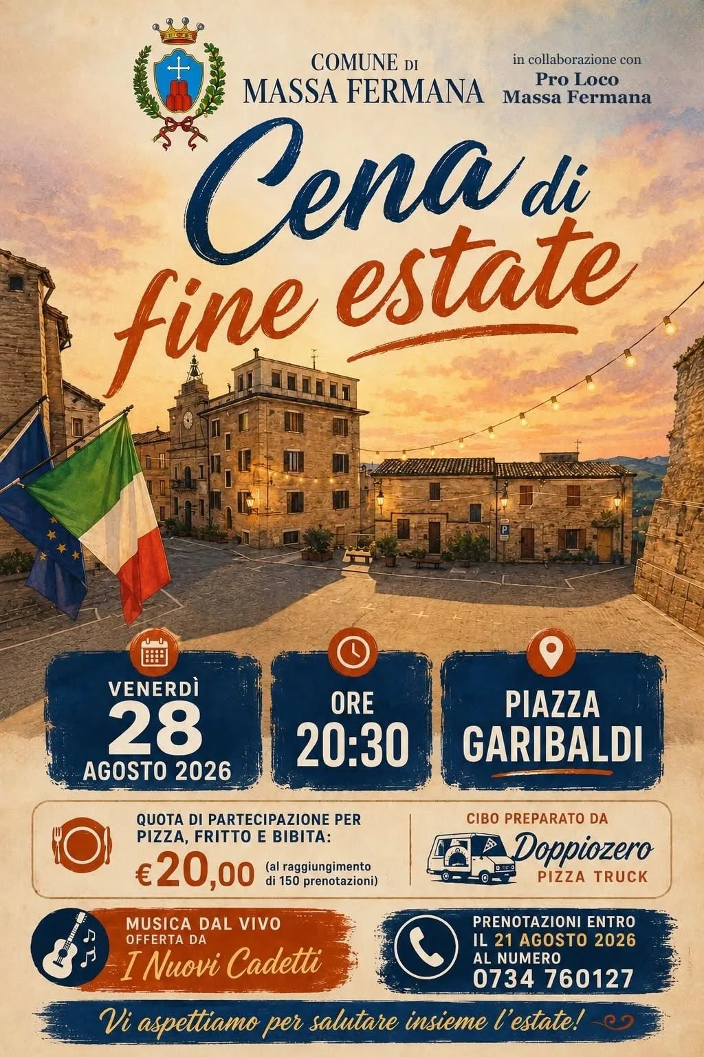 Locandina Cena di fine estate 2026 a Massa Fermana a Massa Fermana (Fermo)