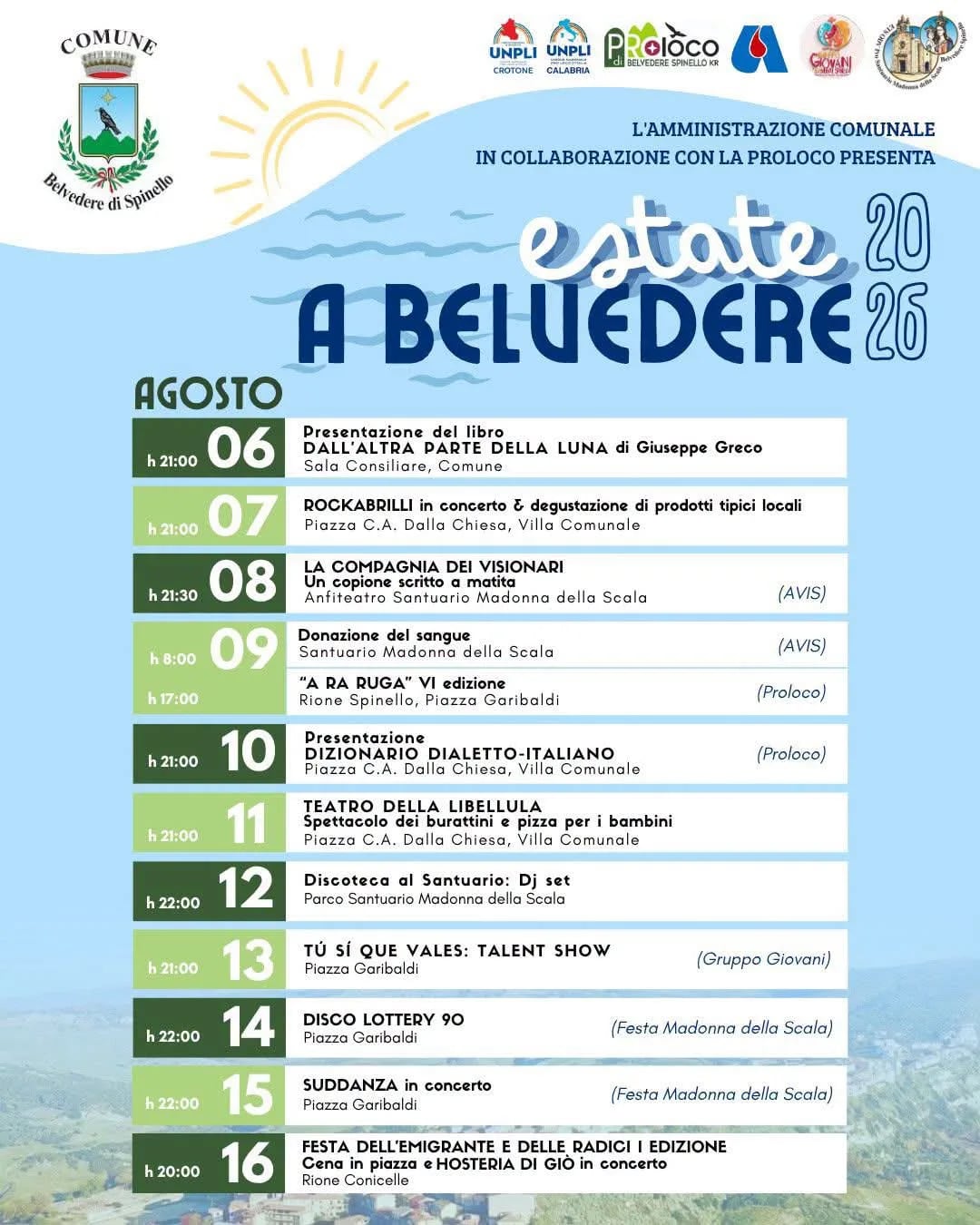 Estate a Belvedere 2026 - Donazione sangue 9 agosto