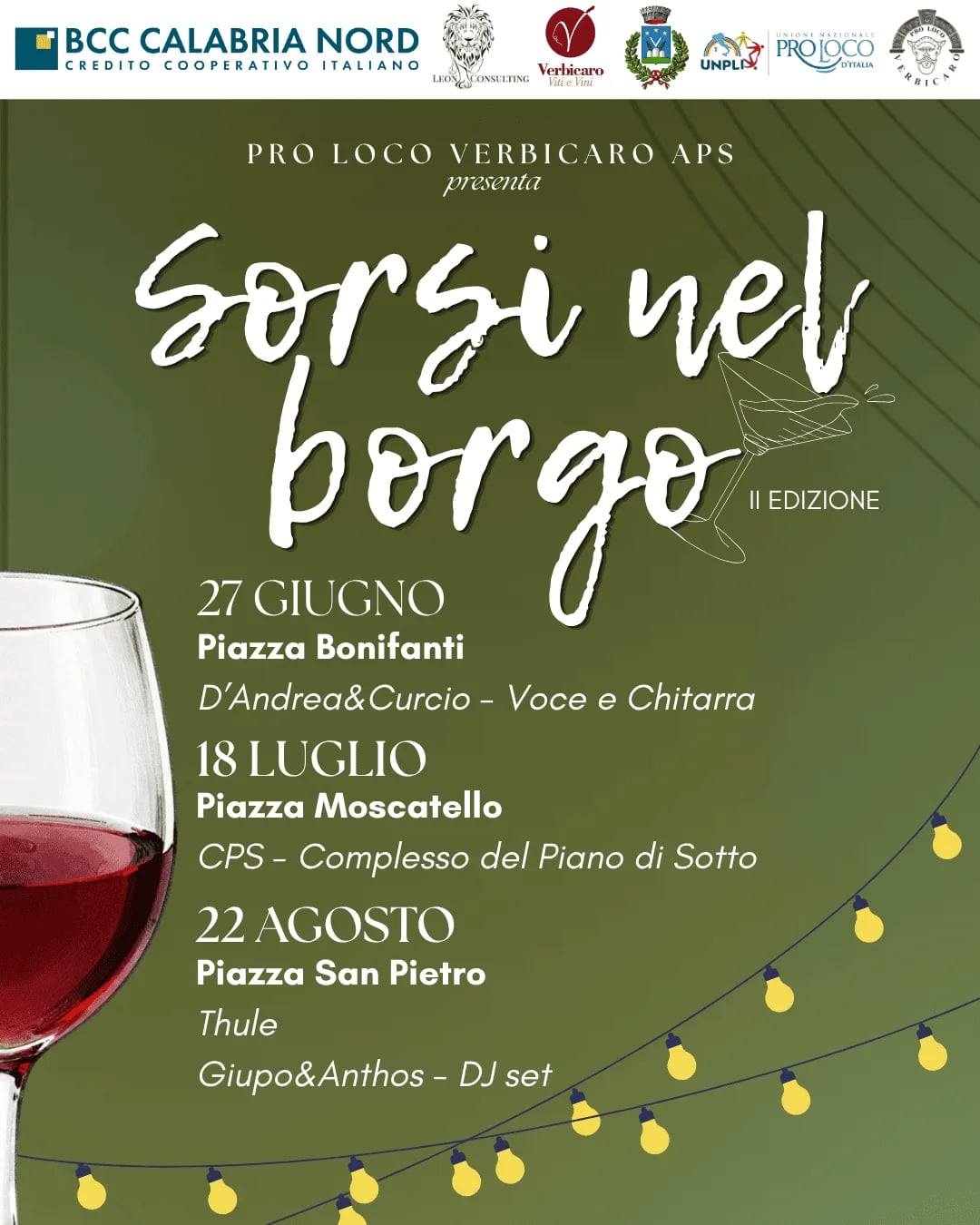 Locandina Giupo & Anthos DJ set — Sorsi nel Borgo 2026 (II ed.) a Verbicaro (Cosenza)