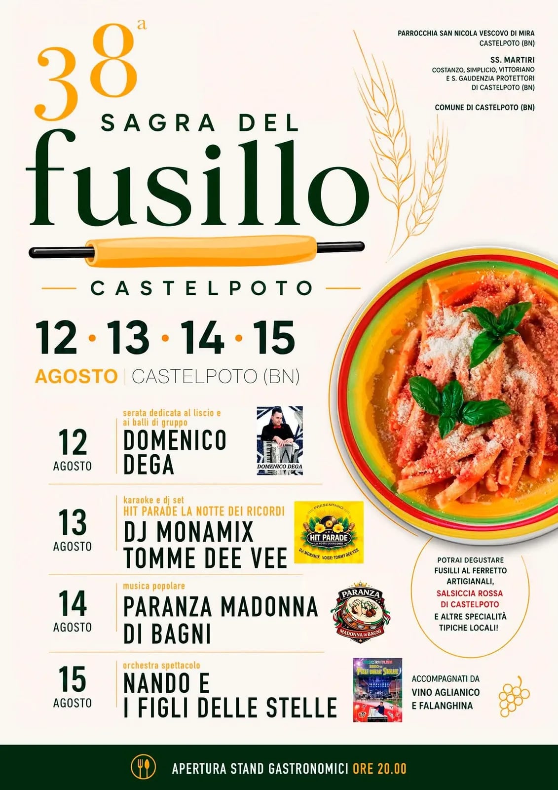 Locandina 38ª Sagra del Fusillo Castelpoto 2026 a Castelpoto (Benevento)