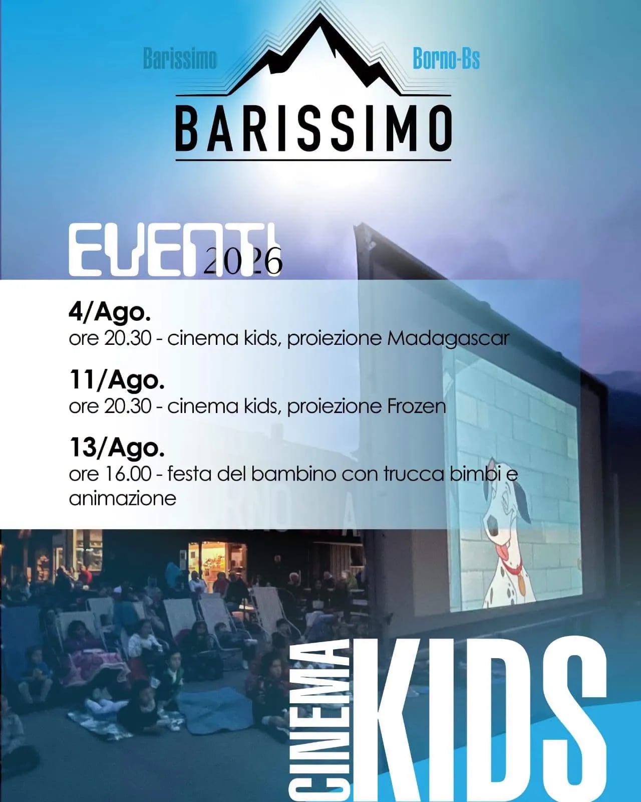 Locandina Barissimo 2026 - Cinema Kids a Borno (Brescia)