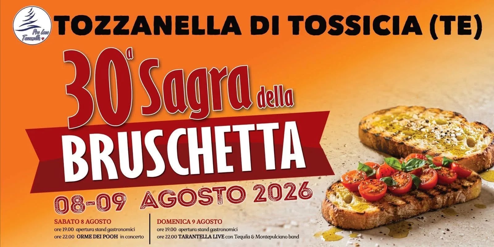 Locandina 30ª Sagra della Bruschetta 2026 a Tossicia (Teramo)