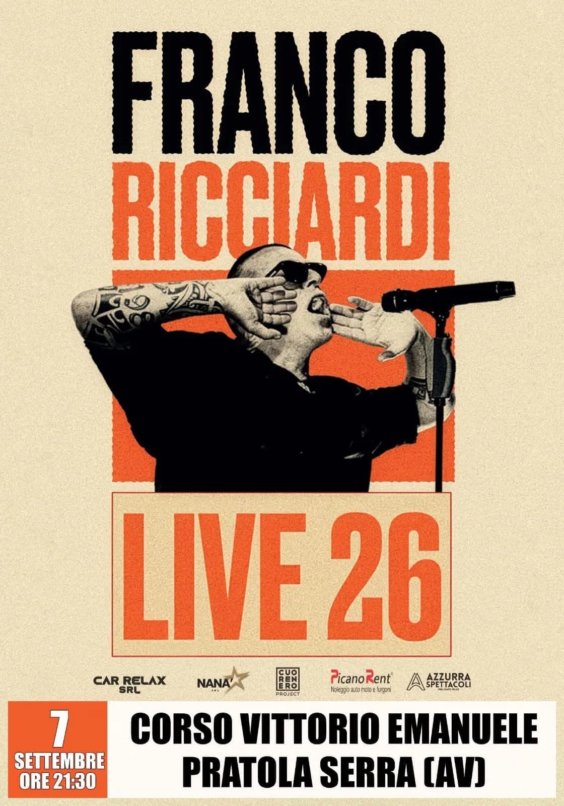 Locandina Franco Ricciardi Live 2026 a Pratola Serra a Pratola Serra (Avellino)
