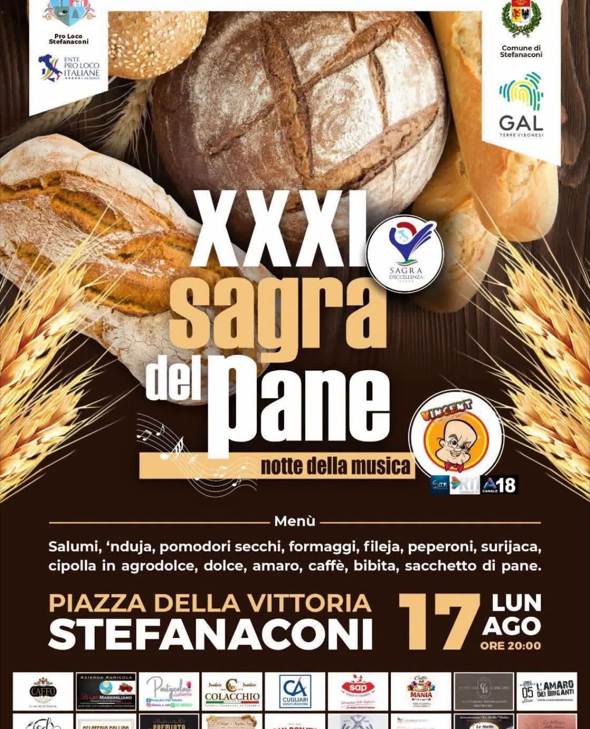 Locandina 31ª Sagra del Pane 2026 a Stefanaconi (Vibo Valentia)