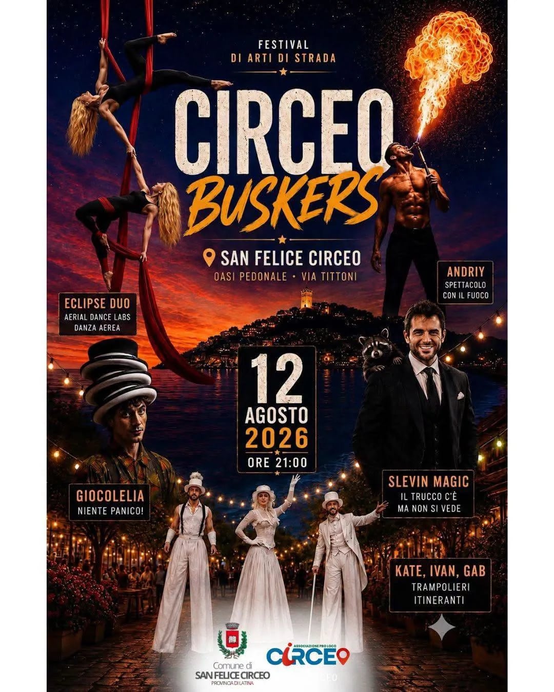 Locandina Festival di Arti di Strada Circeo Buskers 2026 a San Felice Circeo (Latina)