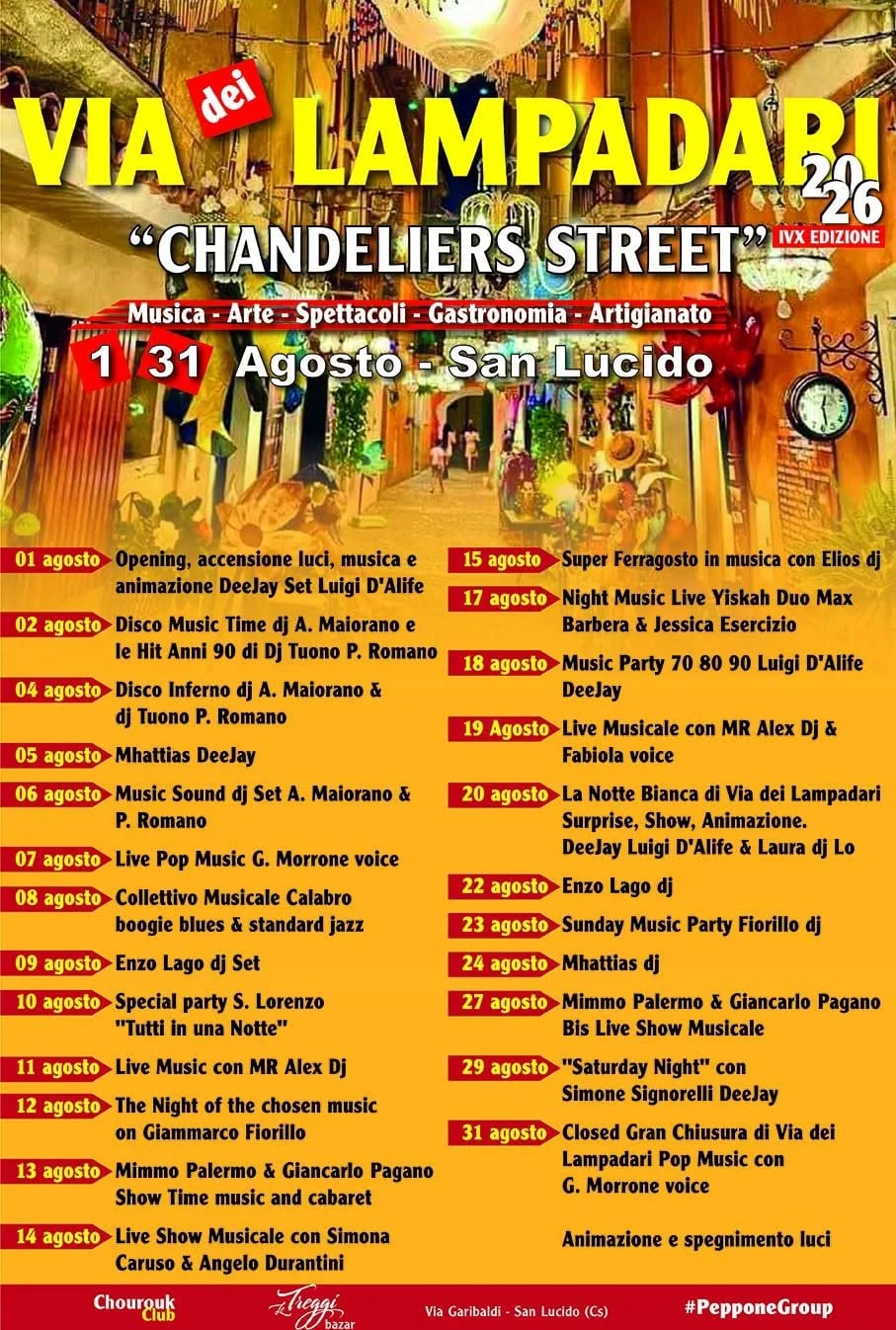 Locandina calendario eventi agosto 2026 a San Lucido (Cosenza)