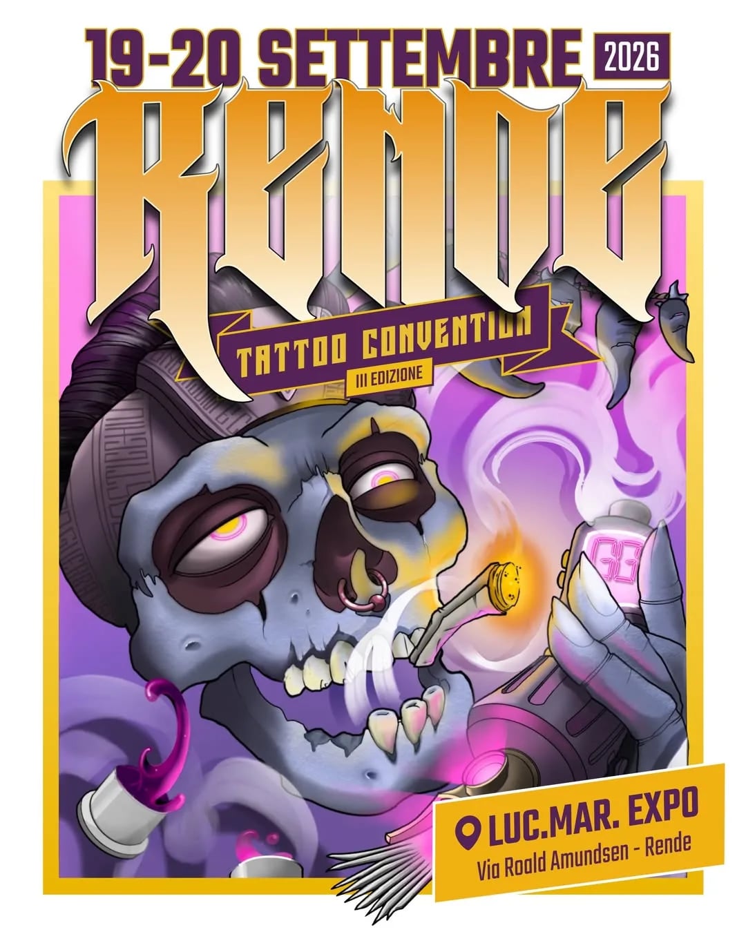 Locandina III Edizione Reque Tattoo Convention 2026 a Rende (Cosenza)