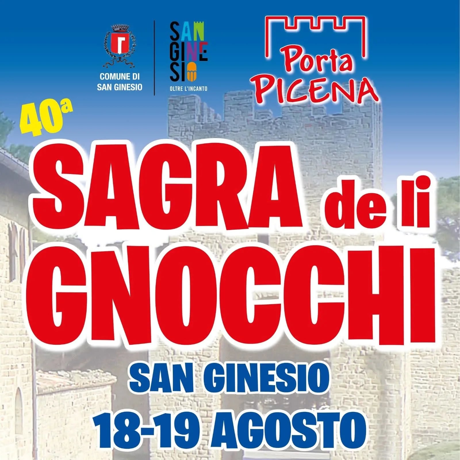 Locandina 40ª Sagra de li Gnocchi 2026 a San Ginesio (Macerata)