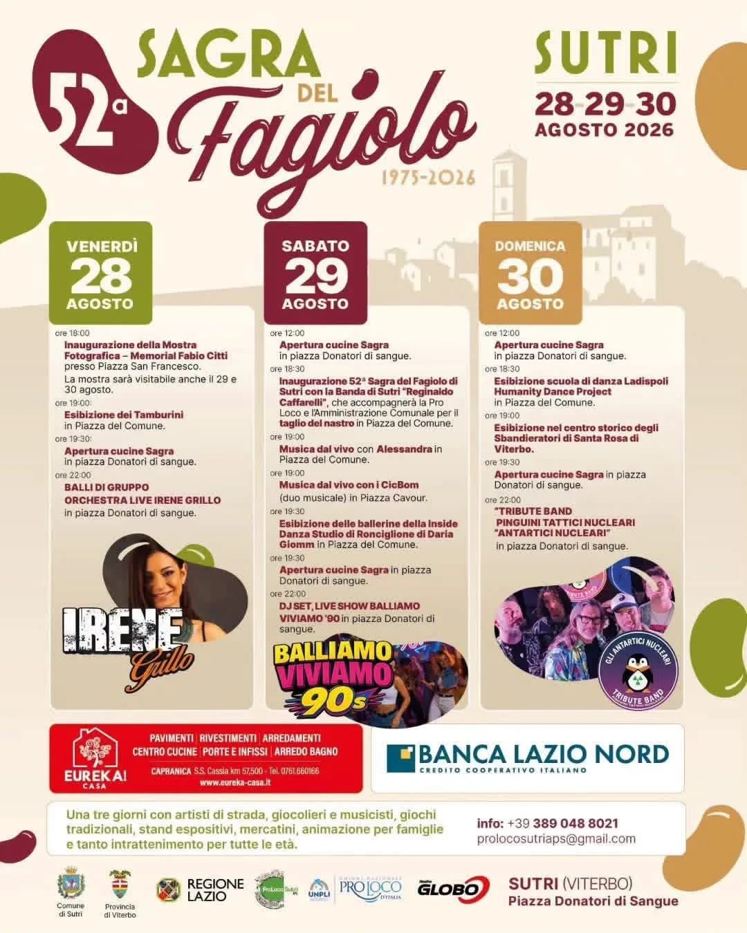 Locandina calendario eventi agosto 2026 a Sutri (Viterbo)