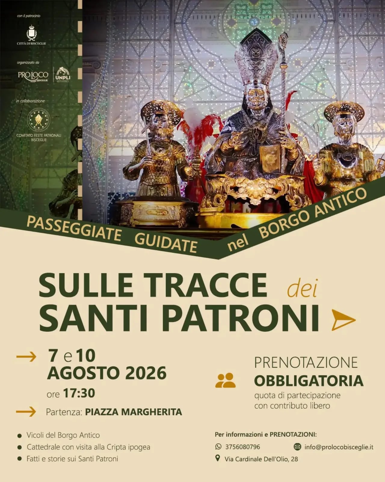 Locandina Passeggiate Guidate nel Borgo Antico 2026 a Bisceglie (Barletta-andria-trani)