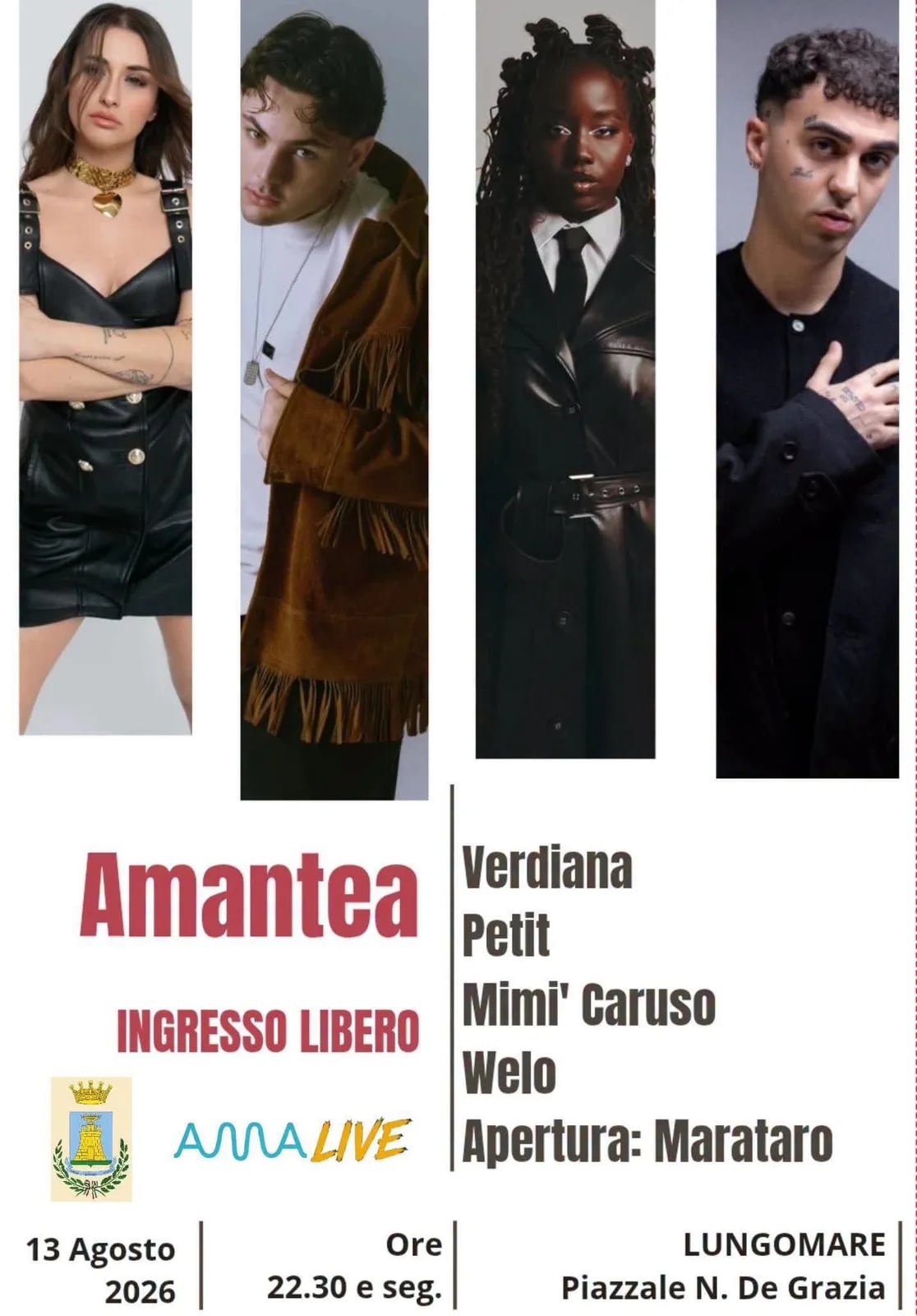 Locandina Amantea 2026 Concerto con Verdiana, Petit e Mimi' Caruso a Amantea (Cosenza)