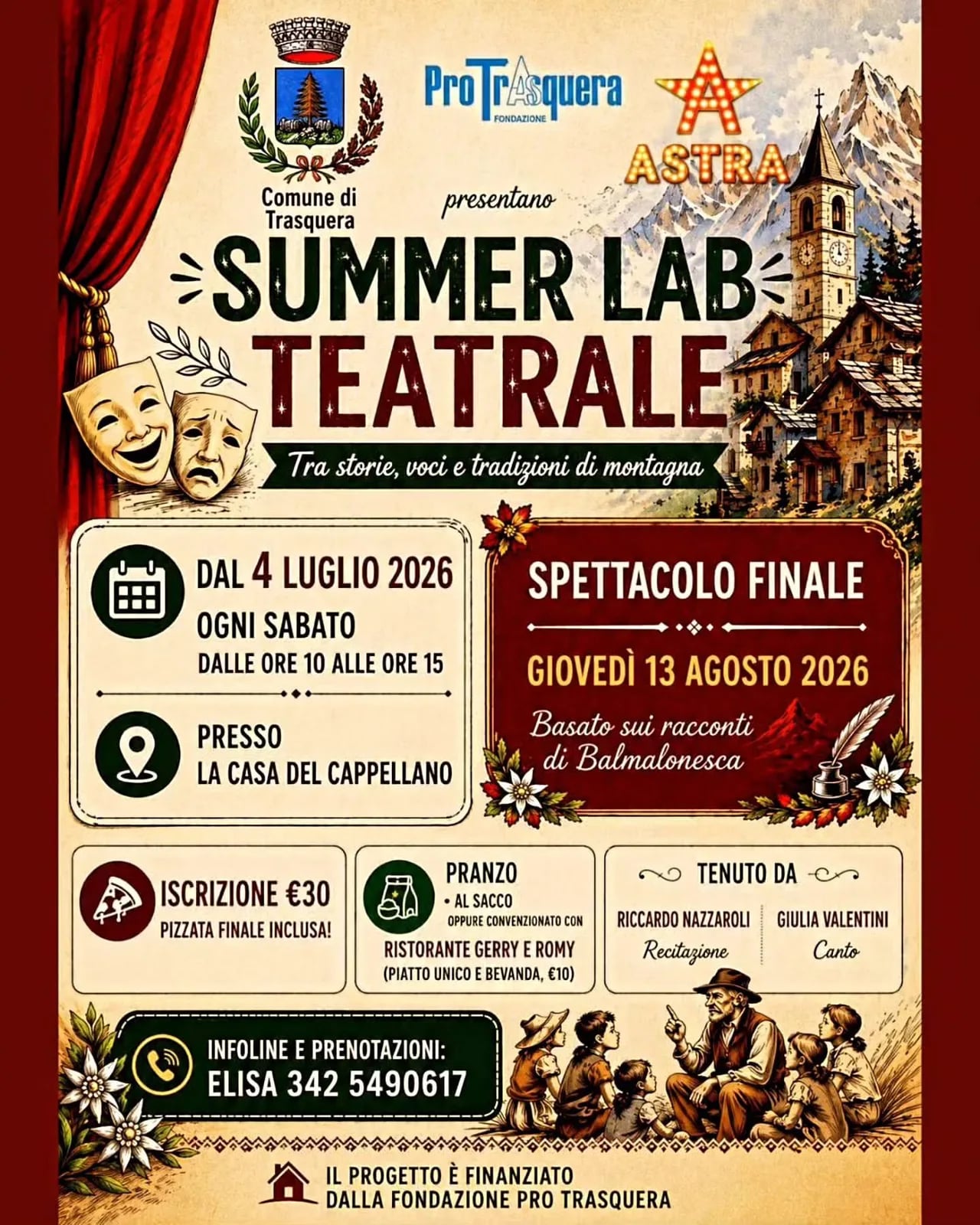 Locandina Spettacolo Finale — Summer Lab Teatrale 2026 a Trasquera (Verbano-cusio-ossola)