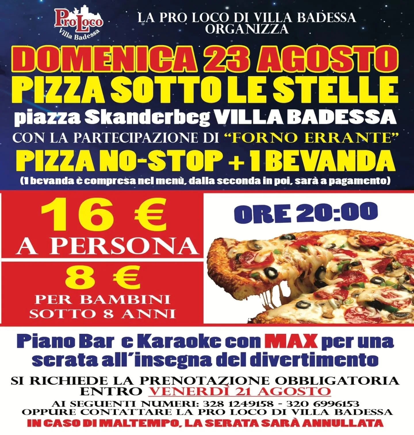 Locandina Pizza sotto le stelle 2026 a Rosciano (Pescara)