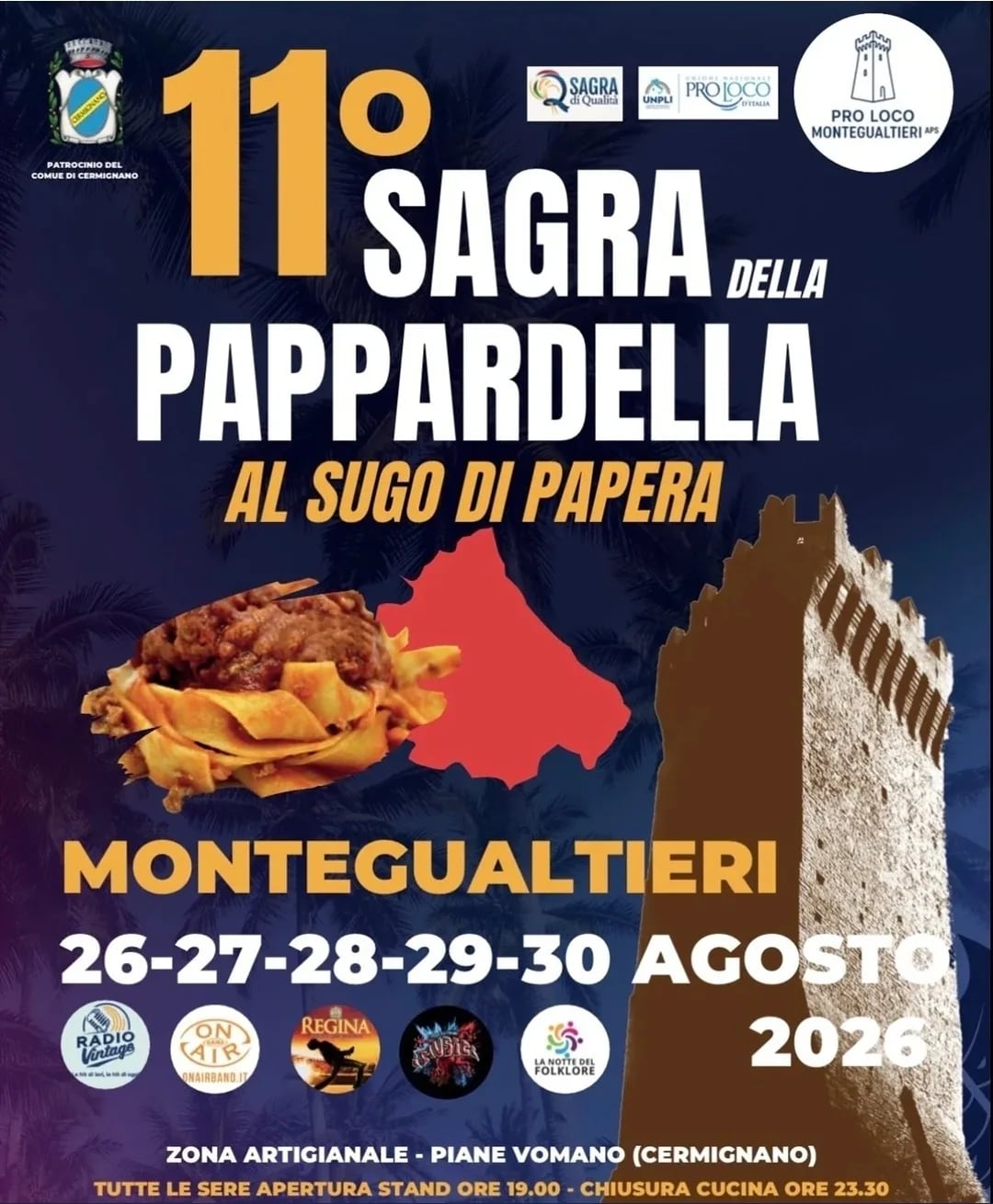 Locandina 11ª Sagra della Pappardella al Sugo di Papera 2026 a Cermignano (Teramo)