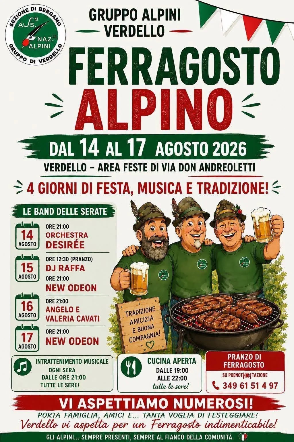 Locandina Pranzo di Ferragosto con DJ Raffa 2026 a Verdello (Bergamo)