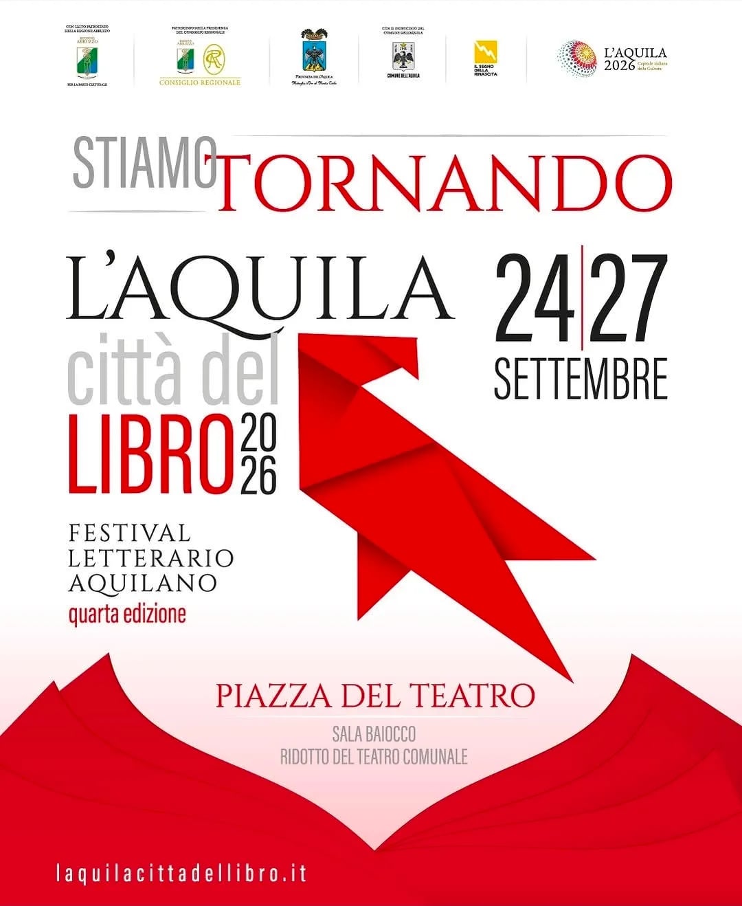 Locandina Stiamo Tornando - L'Aquila città del Libro 2026 - 4ª edizione a L'Aquila (L'Aquila)