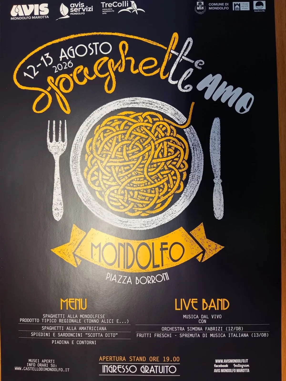 Locandina Spaghett'amo Mondolfo 12-13 Agosto 2026 a Mondolfo (Pesaro e urbino)