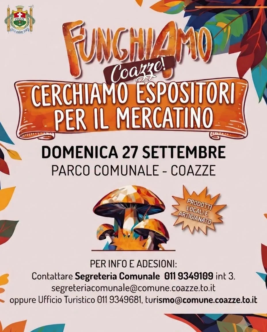 Locandina Mercatino Funghiamo Coazze 2026 a Coazze (Torino)