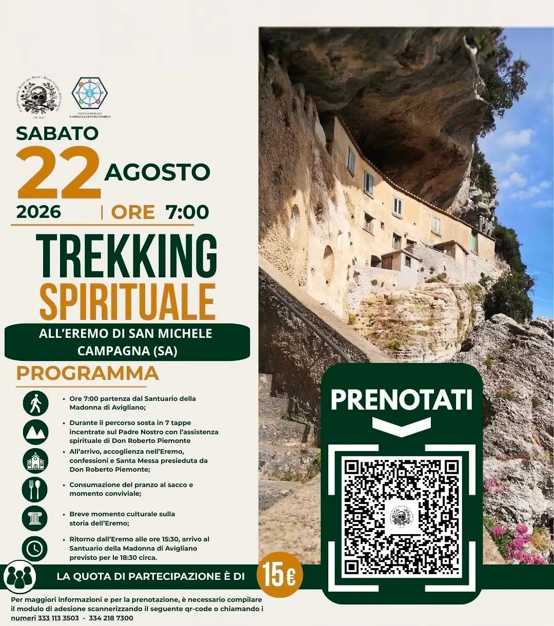 Locandina Trekking Spirituale all'Eremo di San Michele 2026 a Campagna (Salerno)