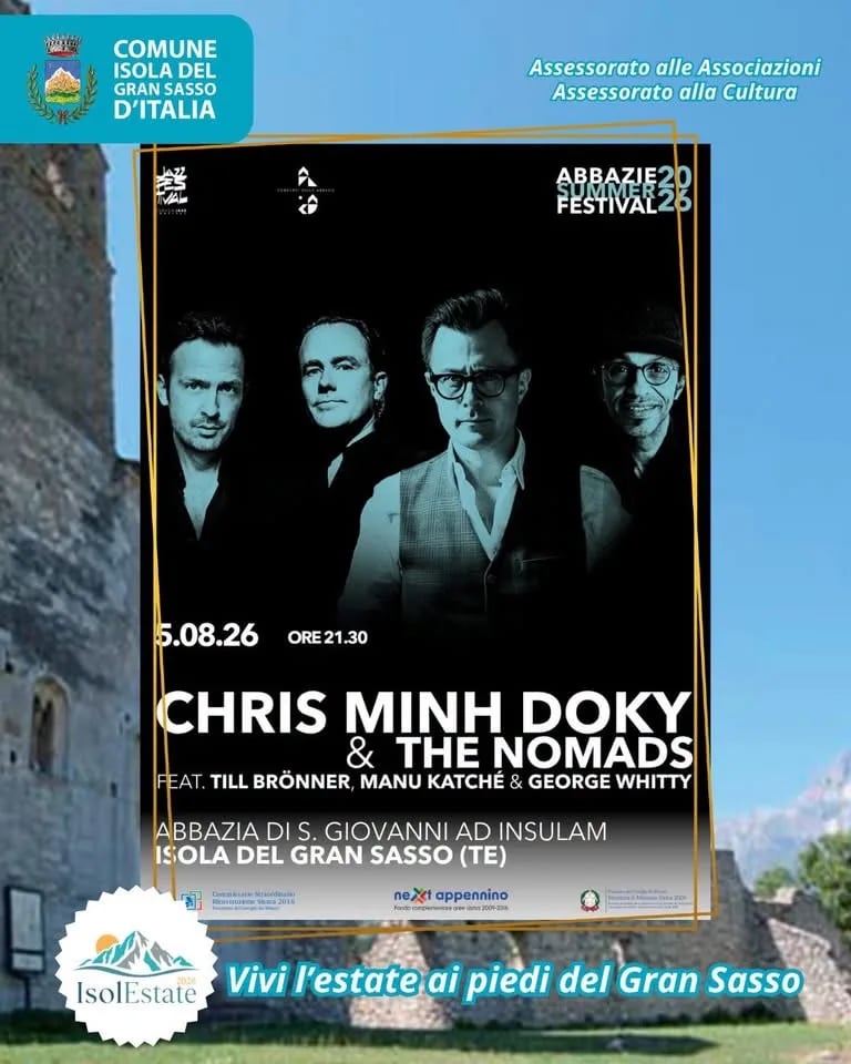 Locandina Abbazie Summer Festival 2026 - Chris Minh Doky & The Nomads a Isola del Gran Sasso d'Italia (Teramo)