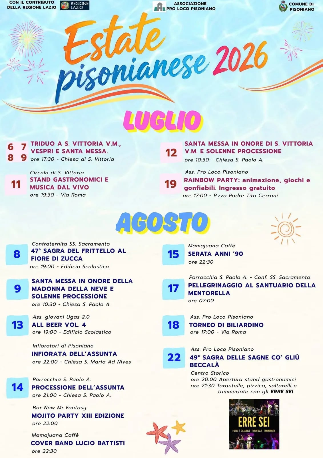 Locandina Serata Anni ’90 2026 a Pisoniano (Roma)