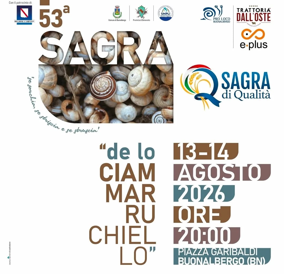 Locandina 53ª Sagra 'de lo Ciammaru Chiello' 2026 a Buonalbergo (Benevento)