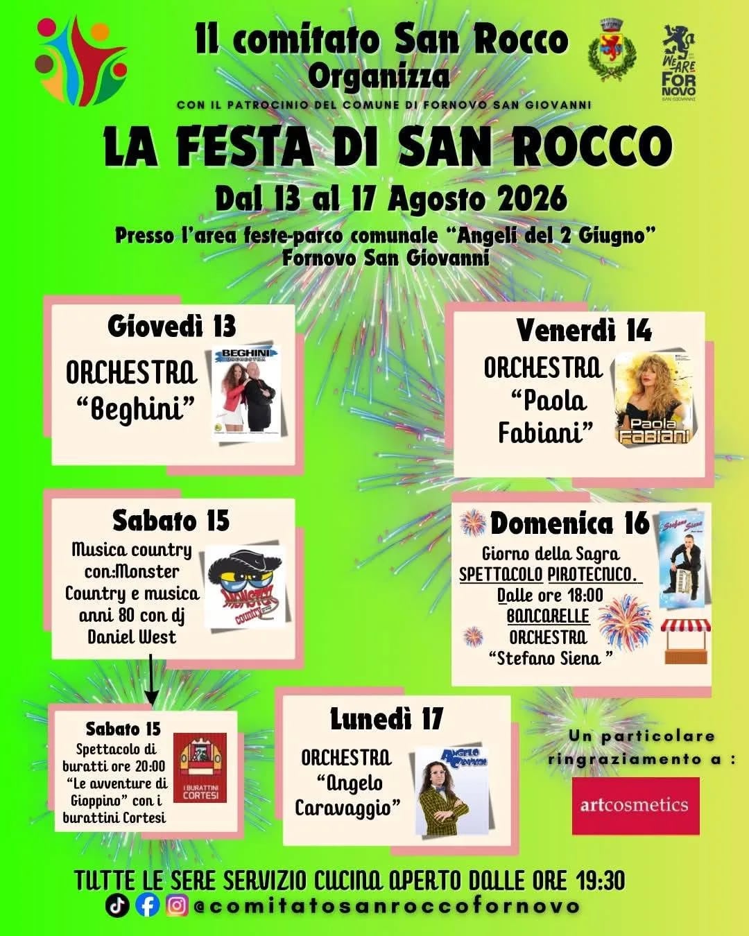 Locandina Festa di San Rocco: Orchestra Paola Fabiani 2026 a Fornovo San Giovanni (Bergamo)
