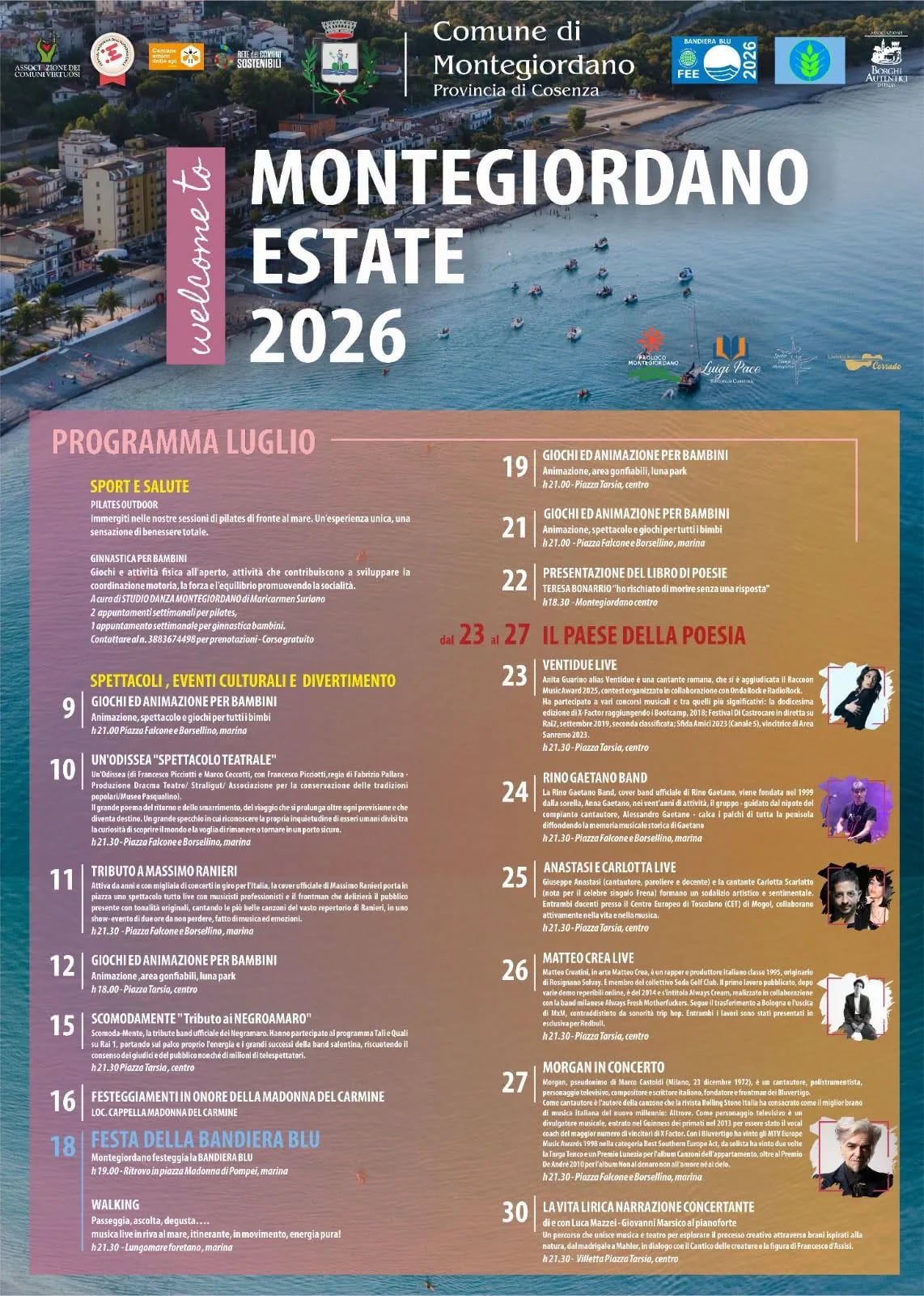 Locandina La Vita Lirica — Narrazione Concertante 2026 a Montegiordano (Cosenza)