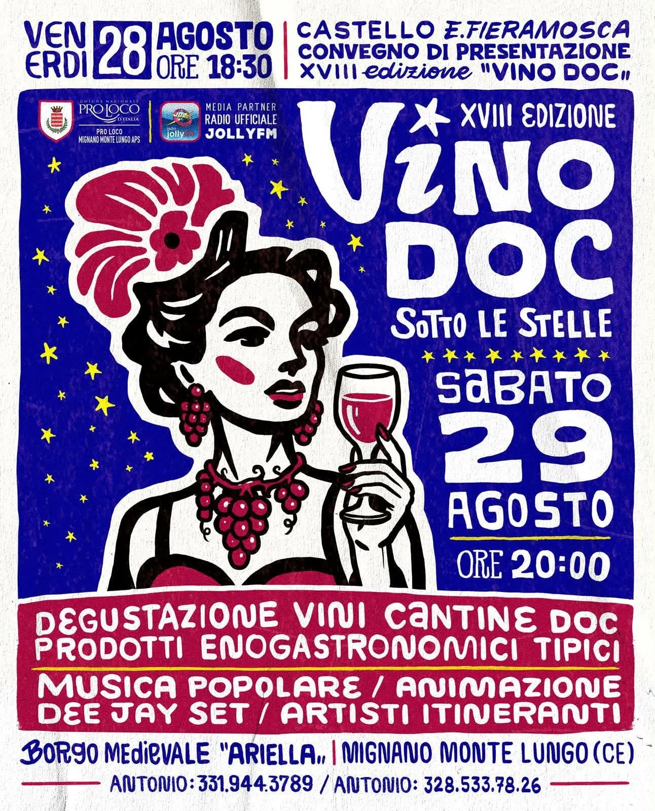 Locandina XVIII Edizione Vino DOC Sotto le Stelle 2026 a Mignano Monte Lungo (Caserta)
