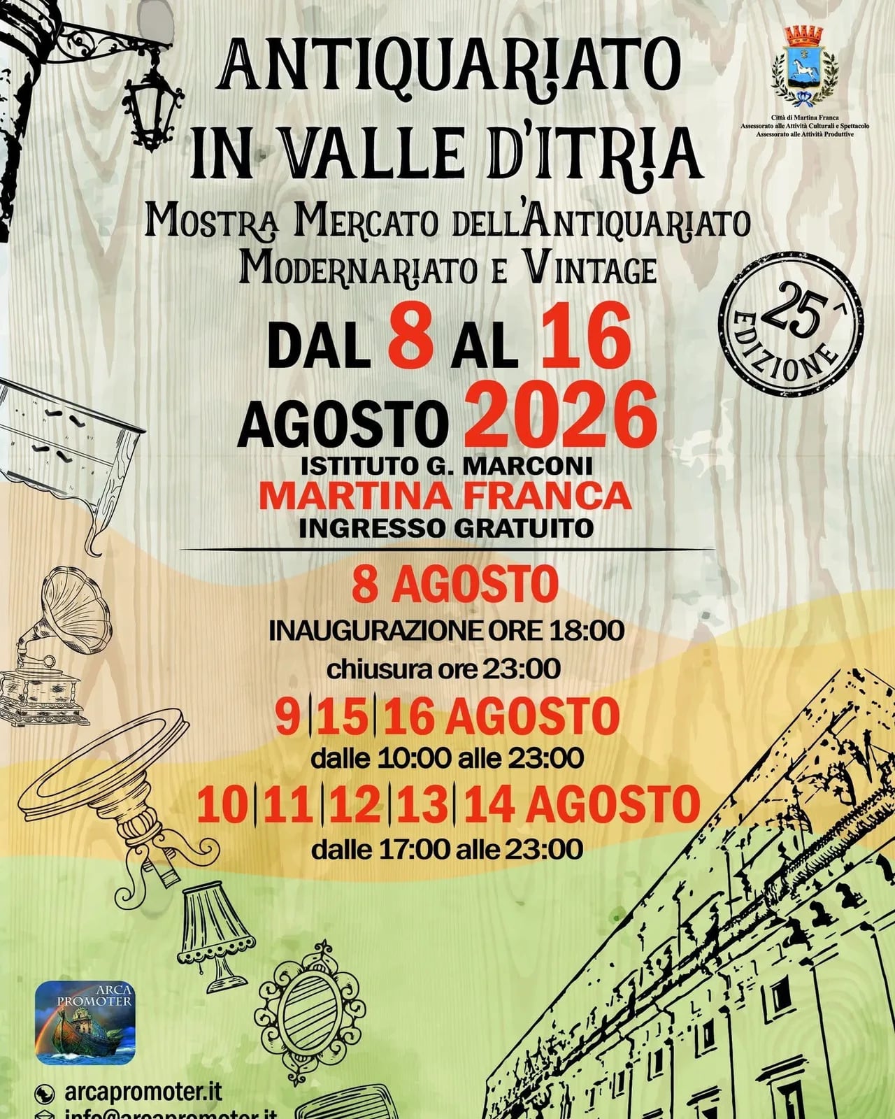 Locandina Antiquariato in Valle d'Itria — 25ª Ed. 2026 a Martina Franca (Taranto)