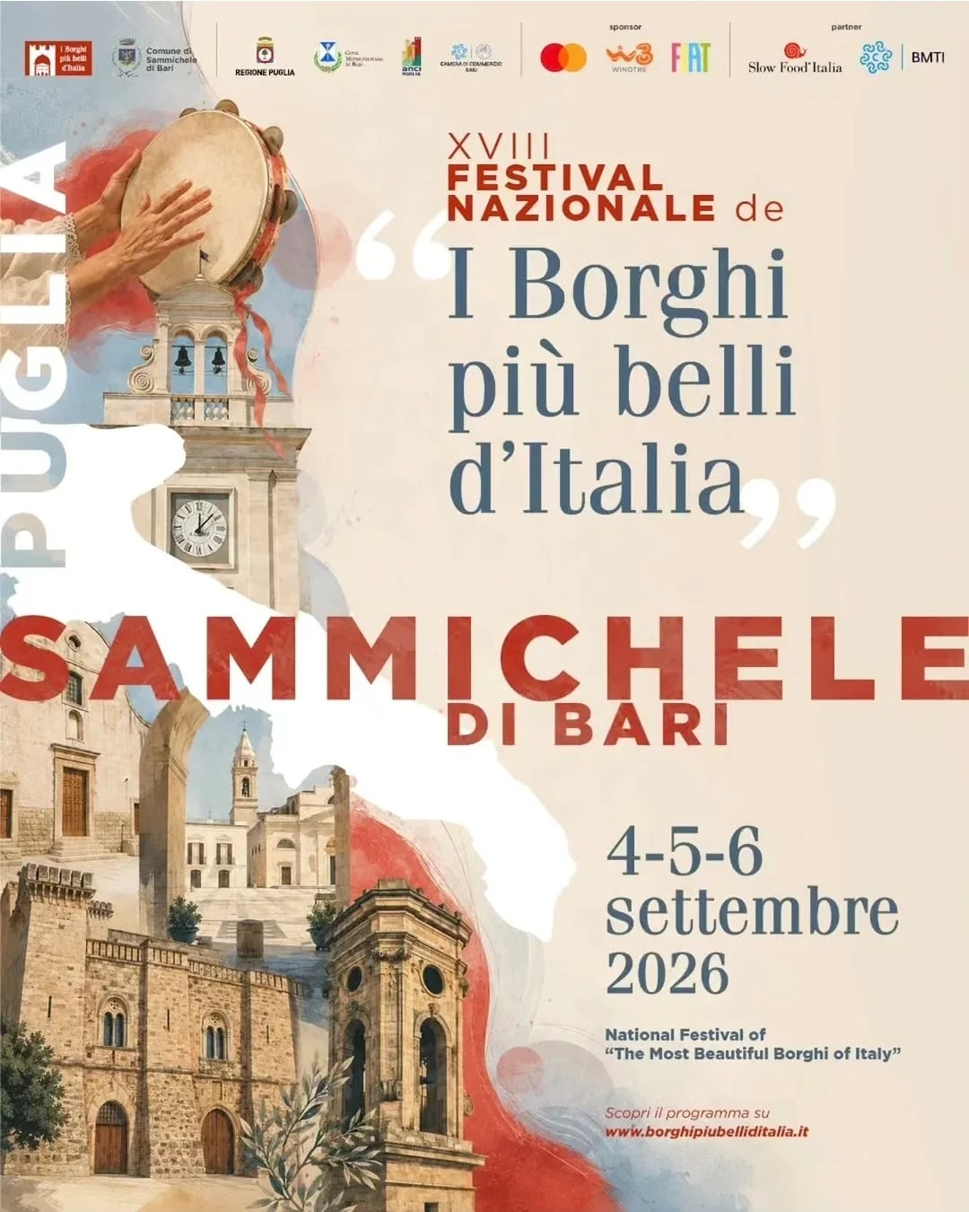 Locandina XVIII Festival Nazionale de I Borghi più belli d'Italia 2026 a Sammichele di Bari (Bari)