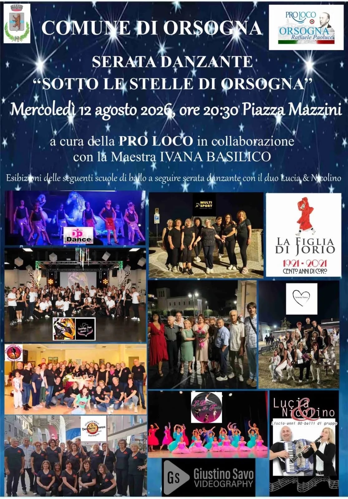 Locandina Serata Danzante Sotto le Stelle di Orsogna 2026 a Orsogna (Chieti)