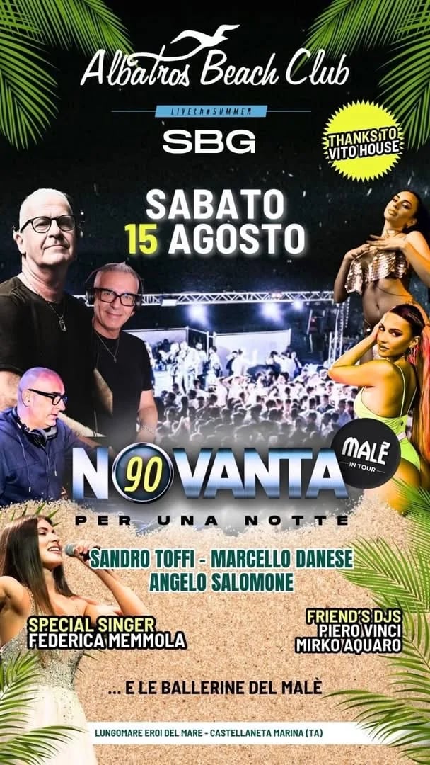 Locandina Albatros Beach Club Live the Summer 2026 a Castellaneta (Taranto)