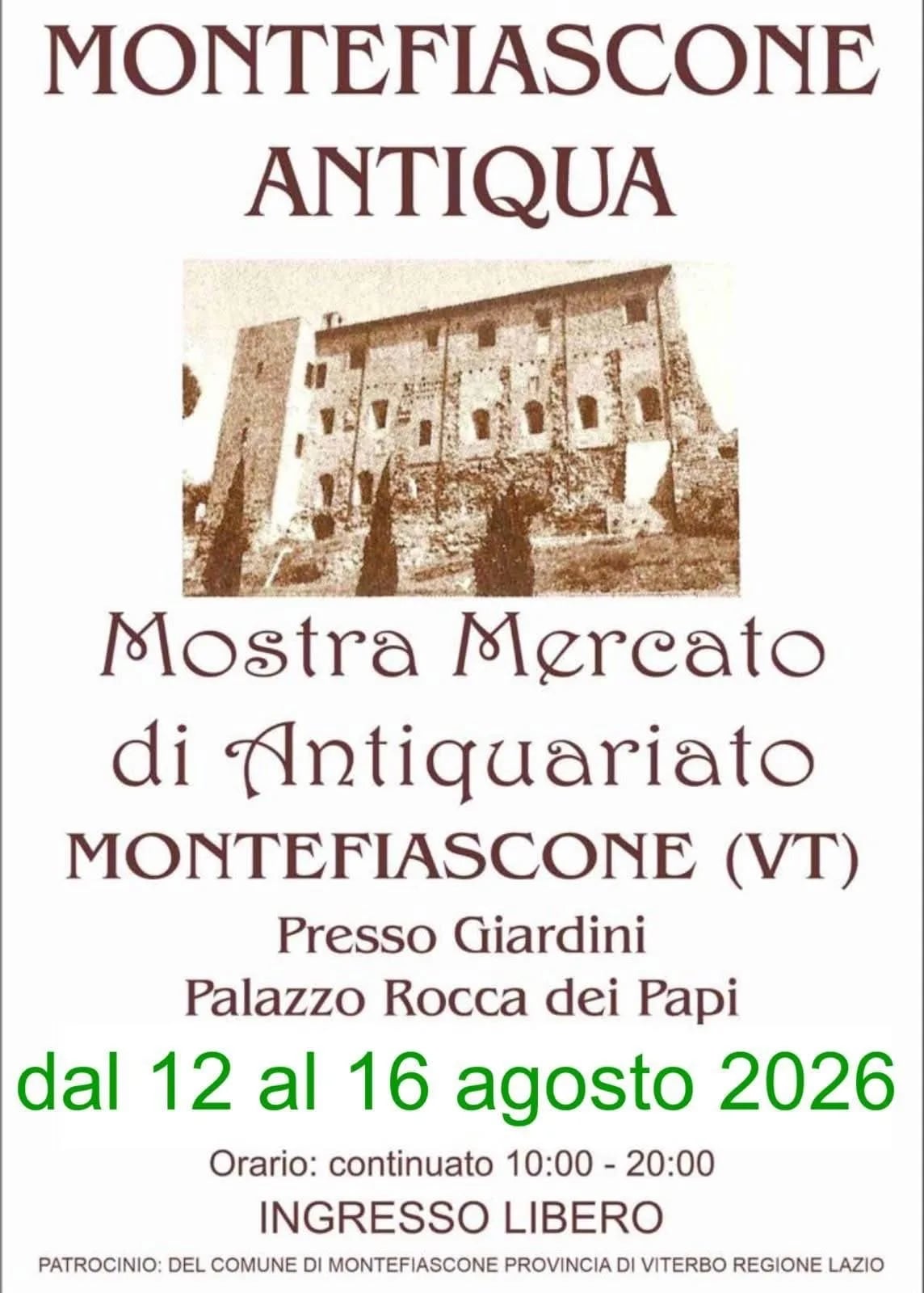 Locandina Mostra Mercato di Antiquariato Montefiascone 2026 a Montefiascone (Viterbo)