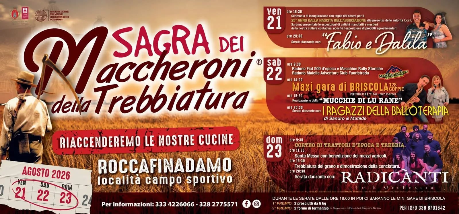 Locandina Sagra dei Maccheroni della Trebbiatura 2026 a Penne (Pescara)
