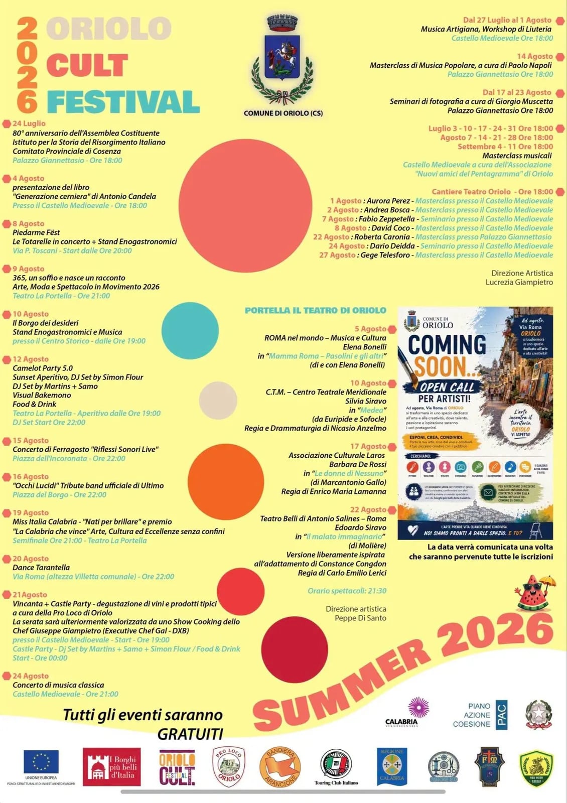 Locandina Dario Deidda — Seminario 2026 a Oriolo (Cosenza)