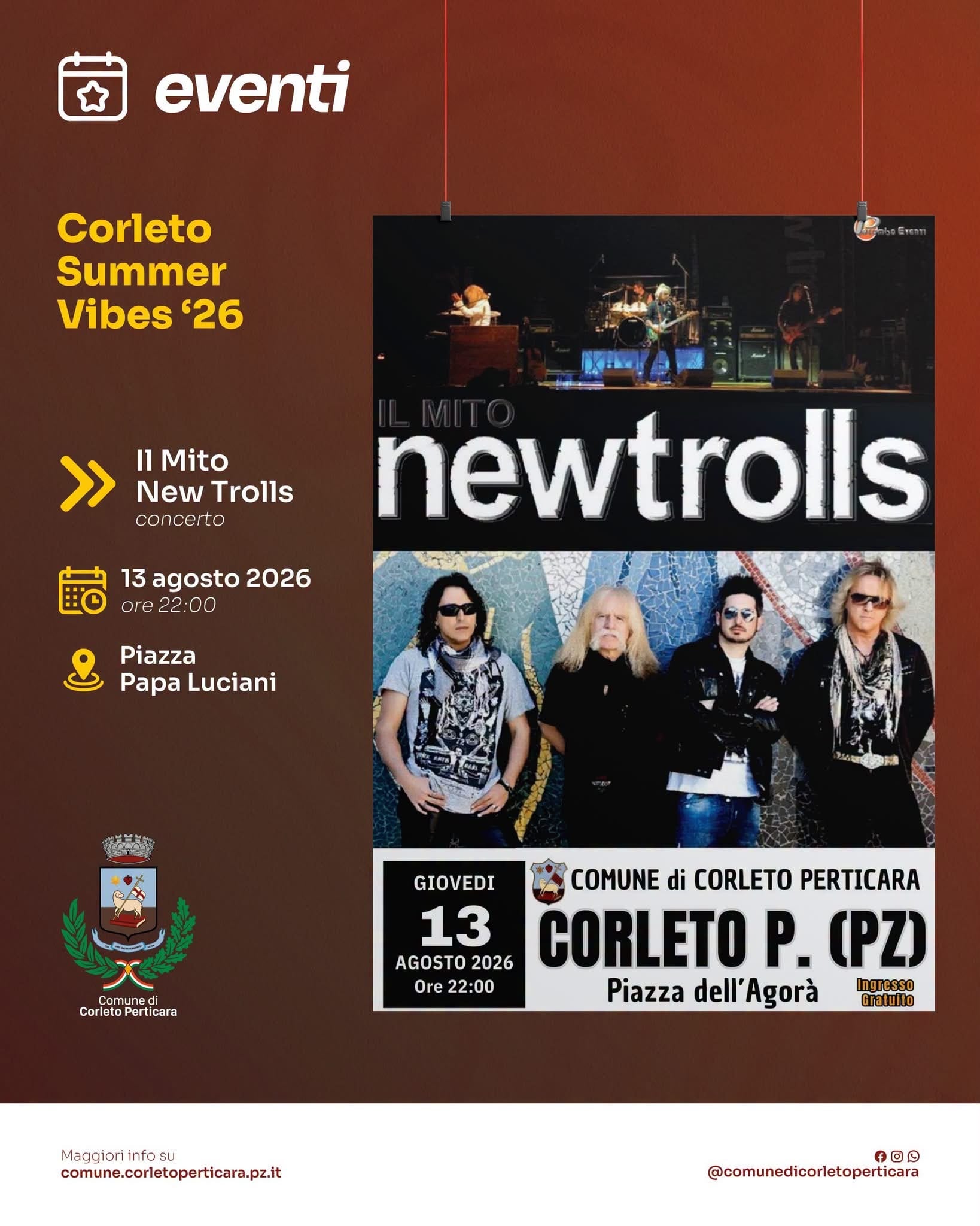 Locandina Concerto newtrolls — Corleto Perticara 2026 a Corleto Perticara (Potenza)