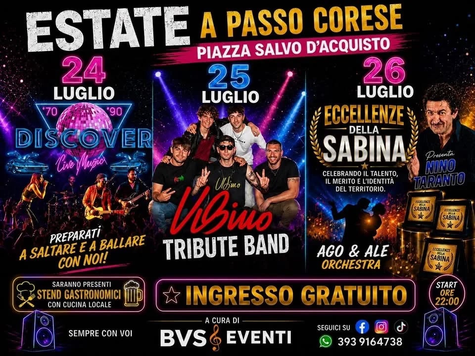 Estate a Passo Corese 2026 - 25 luglio Uldimo Vibin's Tribut