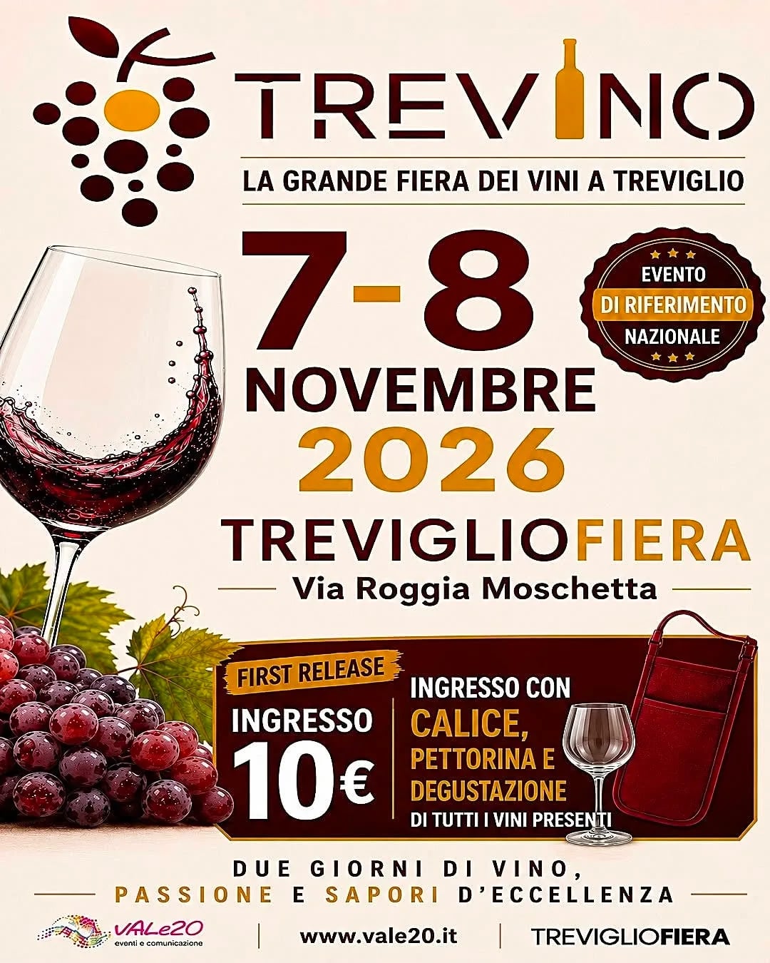 Locandina TREVINO La grande fiera dei vini a Treviglio 2026 a Treviglio (Bergamo)