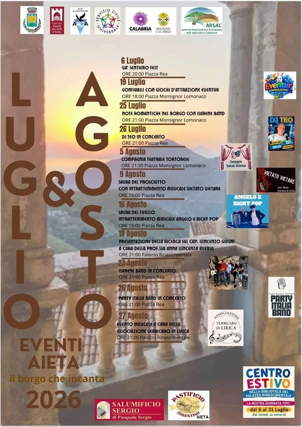 Locandina Sagra del Fusillo 2026 a Aieta (Cosenza)